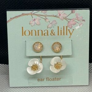 lonna & lilly Gold and White Flower Earrings
